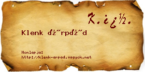 Klenk Árpád névjegykártya