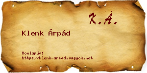 Klenk Árpád névjegykártya
