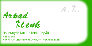 arpad klenk business card